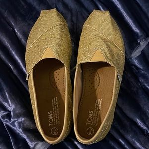 Gold Glitter Toms like new!